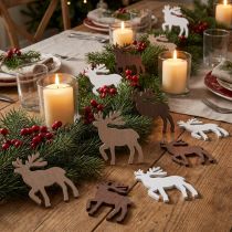 Product Scatter decoration Christmas reindeer Christmas decoration wood 48 pcs