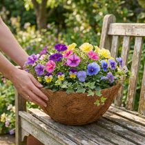 Product Flower bowl round, natural fiber bowl, coconut plant bowl around 25cm