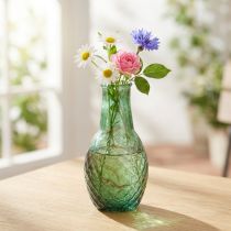 Product Mini vase green glass vase flower vase diamonds Ø6cm H11.5cm