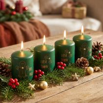 Product Green Christmas candles, set of 4, Ø5cm, H6cm, Advent decoration