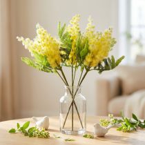 Product Artificial Plant Silver Acacia Mimosa Yellow Flowering 53cm 3 Pcs