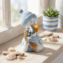 Product Nautical decoration seagull table decoration blue white silver H11cm