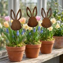 Product Flower Stick Rust Rabbit Decoration 7.5cm×11.5cm 6 pcs