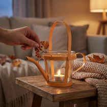 Product Lantern glass decorative watering can metal orange Ø14cm H13cm