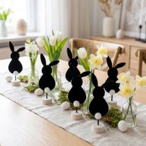 Product Stand table decoration Easter bunnies felt black 19cm 12pcs