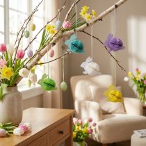 Product Honeycomb Easter bunnies for hanging sitting 9.5×5.5×8cm 5pcs