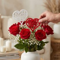Product Flower plug heart red, white decorative plug Valentine's Day 7cm 12pcs