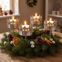 Product Candle holder antique silver tealight holder Ø5cm H10cm 4 pcs
