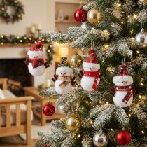 Product Christmas tree decorations snowman with hat H9cm 4pcs