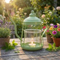 Product Tealight holder glass lantern teapot green Ø15cm H26cm