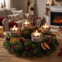 Product Tealight holder antique Ø5cm H10cm grey 4pcs