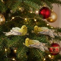 Product Green Glitter Clip-On Decorative Birds, 12cm, Set of 6
