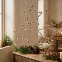 Product Christmas decoration star white washed stars to hang up elm 30cm 4pcs