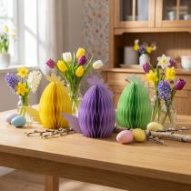 Product Decorative figures honeycomb chicken yellow green purple 18.5x12x20cm 3pcs