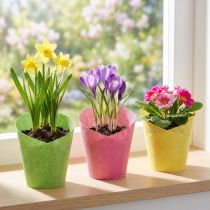 Product Planter paper woven pink, yellow, green Ø7cm H13cm 12pcs
