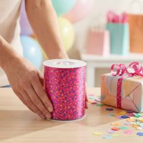 Product Curling ribbon gift ribbon pink with dots 10mm 250m