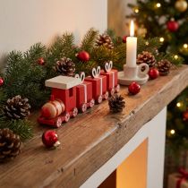 Product Wooden train with gift boxes, red and white, set of 2, 18 x 3 x 4.5 cm - Christmas decoration