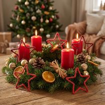 Product Stars for Advent wreath Christmas decoration jute red 15cm 8 pcs