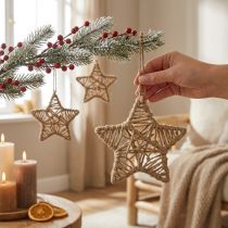 Product Decorative star for hanging jute star natural Ø18cm 4 pcs