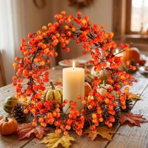 Product Berry wreath decorative berries red orange artificial Ø30cm