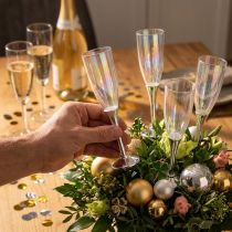 Product New Year's Eve decoration champagne glass plug silver 7.5cm L27cm 12pcs