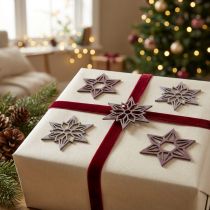 Product Decorative Stars Purple Wooden Stars Snowflakes Self-Adhesive 4cm Mix 36 Pcs