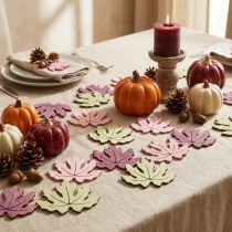 Product Wooden Autumn Leaves Scatter Decoration, Pink, Purple & Green, 4cm, Set of 72