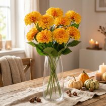 Product Artificial flowers decoration dahlias artificial yellow orange 50cm