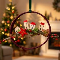 Product Decorative ring jute decoration loop red dark red 4cm Ø30cm 2pcs