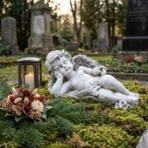 Product Angel lying grave decoration polyresin grey white 31×16cm