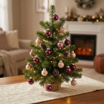 Product Glass Christmas baubles, mini berry beige pink, Ø3cm, 22 pieces