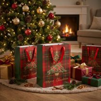 Product Gift bags Christmas tree red green 18x24cm 4pcs