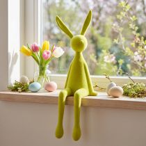 Product Easter bunny sitting on a shelf, flocked, yellow-green, 56cm
