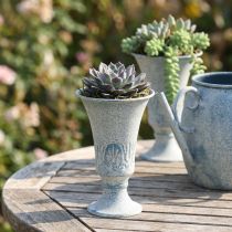 Product Decorative Chalice Antique White Blue Metal Table Decoration Ø11cm H17.5cm