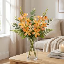 Product Artificial Orchid Branch 8 Flowers Orange L38cm 2pcs