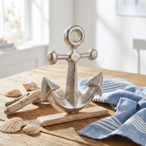 Product Decorative anchor, metal and wood in natural silver, 25.5x5.5x31cm