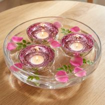 Product Floating bowl tealight holder glass silver purple Ø7cm 3pcs