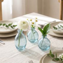 Product Mini vases bulbous decorative vases glass blue tinted H12cm 6 pcs