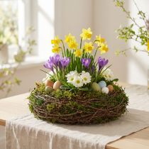 Product Round Natural Woven Planter with Moss and Inner Liner – 20cm