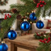 Product Mini Glass Christmas Baubles Set 3cm Blue 22 Pieces
