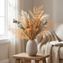 Product Preserved Orange Fern Stems 60cm for Indoor Arrangements – Set of 10