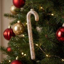 Product Bronze Glass Candy Cane Ornament with Snowflake Design, 22cm