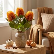 Product Artificial flowers, Banksia, Proteaceae Orange L58cm H6cm 3 pcs