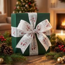 Product Gift ribbon Christmas Snowman Winter Red White 40mm 15m