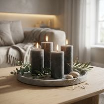 Product Solid-colored pillar candles, anthracite, 50x100mm, set of 4