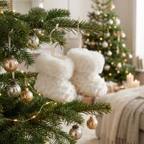 Product Boots with fur booties Christmas tree decoration white 7cm 2pcs