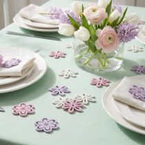 Product Wooden flowers scatter decoration flowers purple/pink/white Ø3.5cm 48 pcs