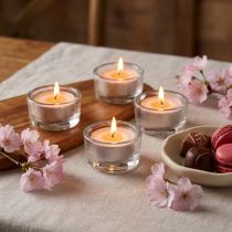 Product Scented candles chocolate cherry blossom, tea lights scented Ø3.5cm H1.5cm 18 pieces