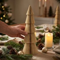 Product Paper Christmas Tree Fir Tree Small Cream Gold H30cm