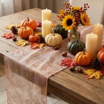 Product Table runner autumn table runner leaf decoration orange gold 48x450cm